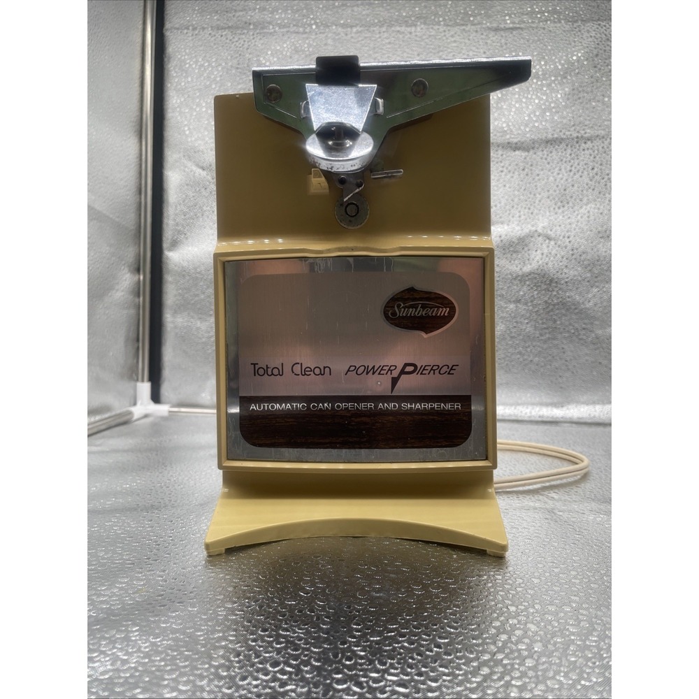 Vtg 1970s Sunbeam Total Clean Power Pierce Can Opener & Knife Sharpener WORKS